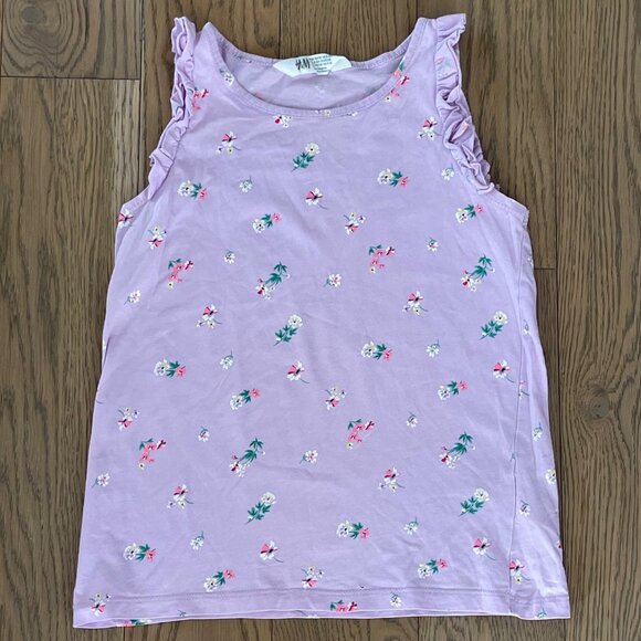 H&M Girls' Ruffle-trimmed Floral Tank Top - Picture 1 of 3